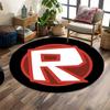 Bold Red "R" Logo Design Print round rug, living room, bedroom, playroom carpet, non slip floor mat, gift