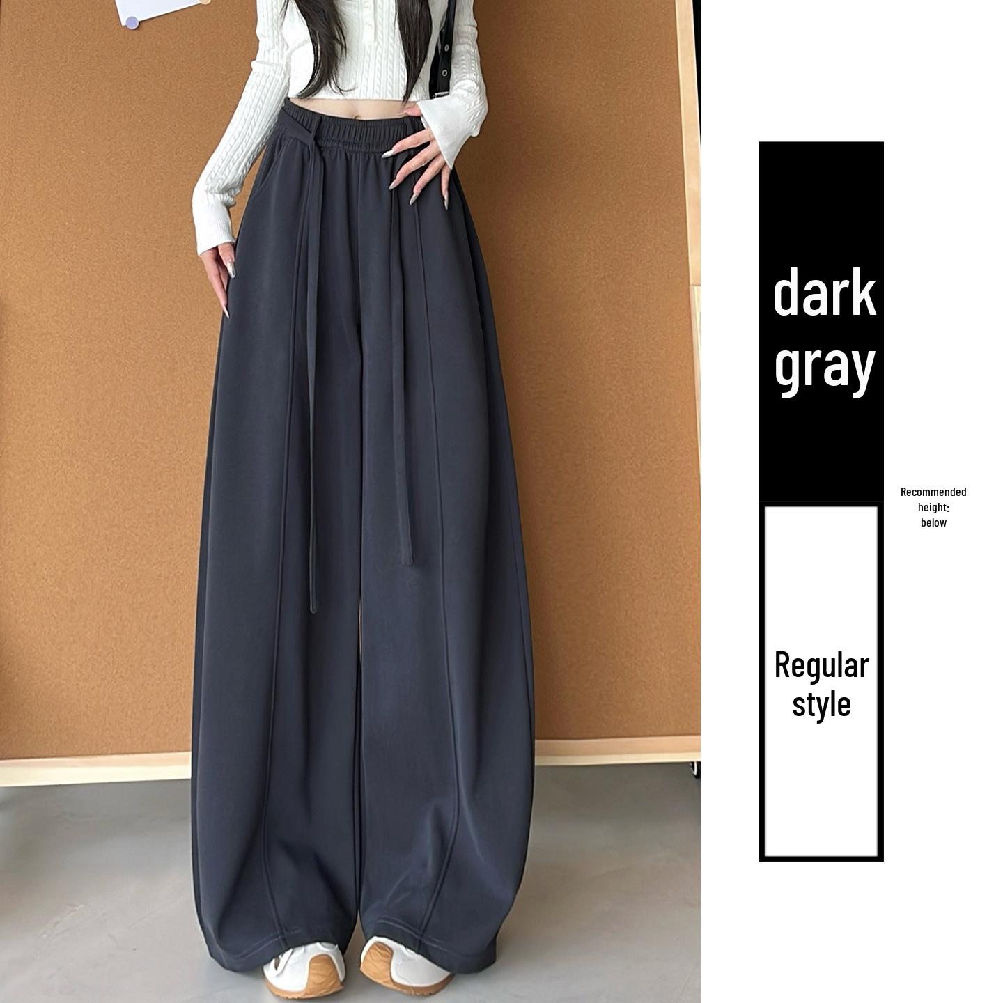 Coffee Plush Curved High-Waisted Wide-Leg Women s Pants - Autumn/Winter 2026 L