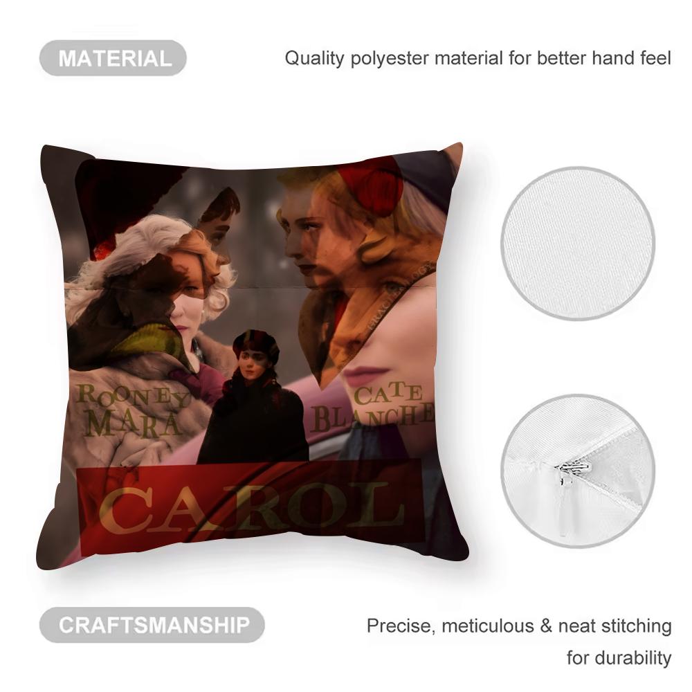 Cushion Cover Anti-dustmite Pillowcase Invisible Zipper Silky Short Plush Sofa Cushion Cover Carol Classic Movie