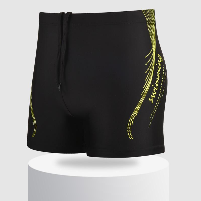 Men's Quick-Dry, Anti-Embarrassment Color-Block Swim Boxer Shorts, Loose Fit, Large Size