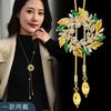 2023 Flower Sweater Chain Multi-Crystal Combination Long Temperament Necklace Corsage One Two Wear