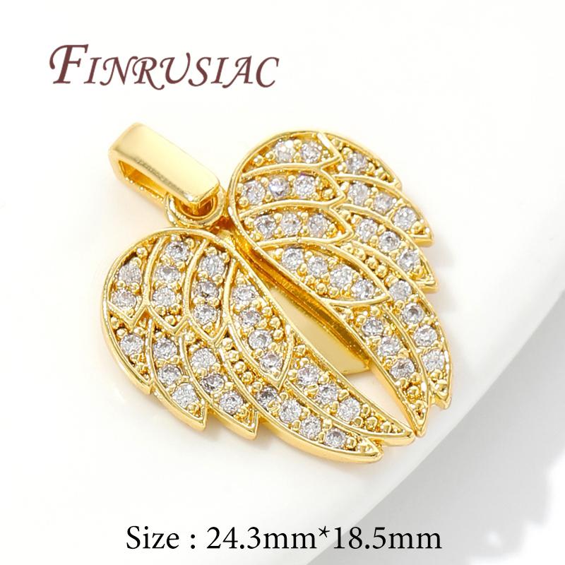 18K Real Gold Plated Charms For Jewelry Necklace Accessories Brass With Zircon Heart Pendants DIY Jewelry Making Supplies