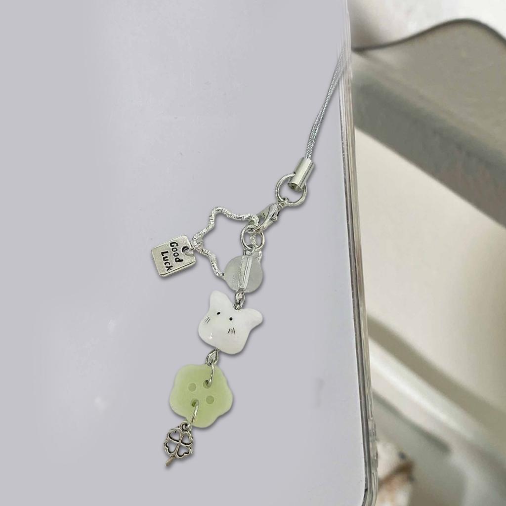 Lucky Rabbit Clovers Star Charm Keychain Colorful Beaded Keyring Handmade Phone Strap Accessory for Women and Teens