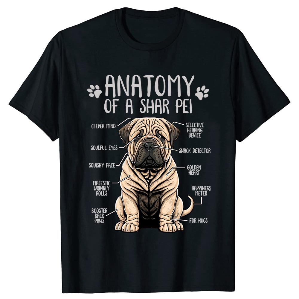 

Anatomy Sharpei Dog Lover Gift Print Men T-shirt Cartoon Animal Drawing Black Tee Shirt Funny Thanksgiving Father s Tops Tees... S разноцветный