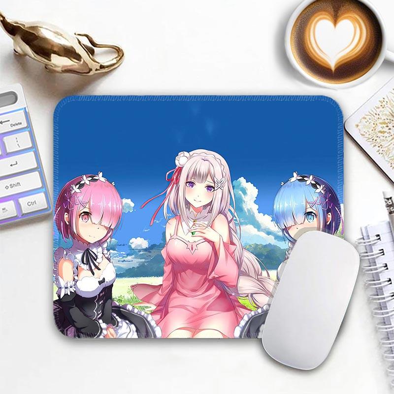 Anime R_Rem R_Re Zero Mouse Pad Small Gaming Mousepad Gamer Non-Slip Edge Standard MousePads PC Compact Stitched Office Mousemat