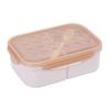 Wheat Straw Large-capacity Lunch Box with Fork Spoon Adult Bento Box Square Compartment Fresh-keeping Box
