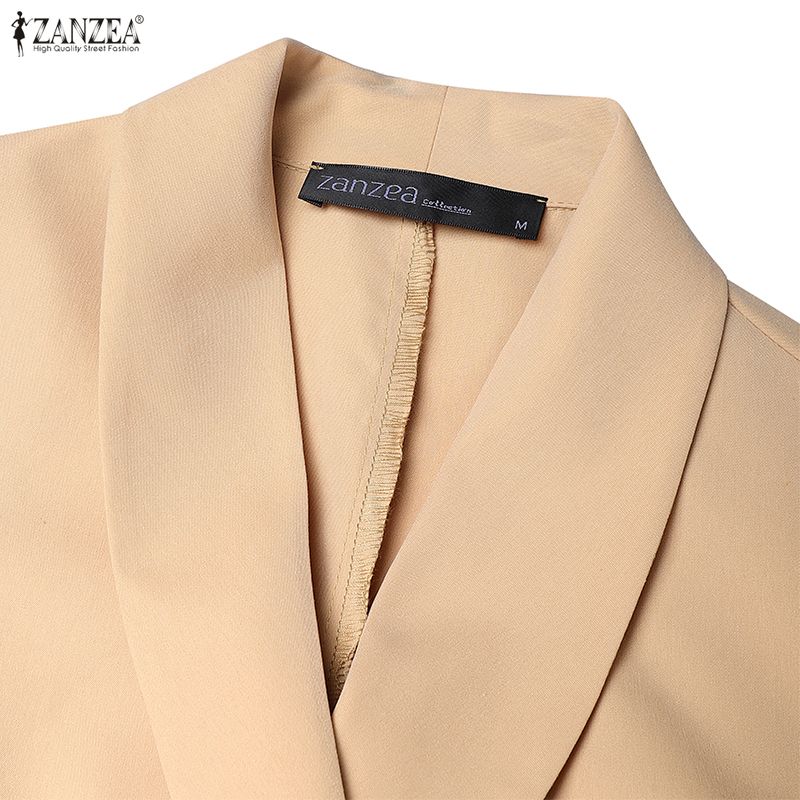 ZANZEA Damen Sommer V-Ausschnitt Lässiges Kurzarmkleid