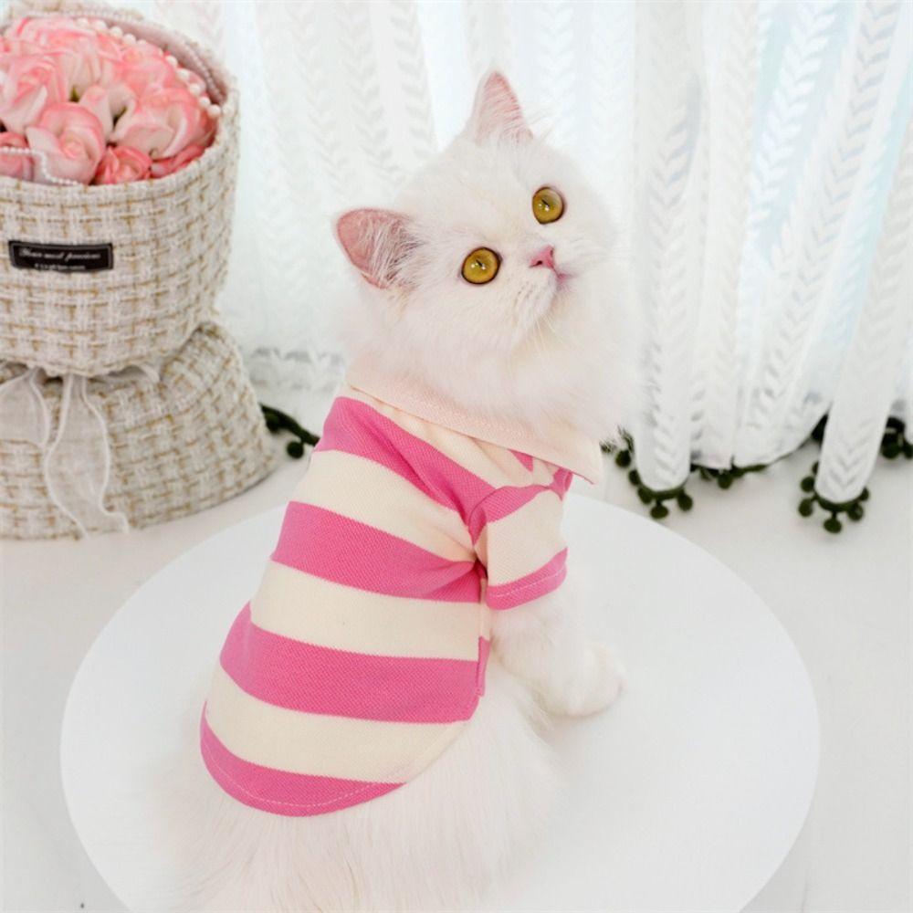 French Bull Casual Dog Stripe Sweatshirt Cotton Fabric Undershirt Cat T-shirt Two-Footed Vest Pet Clothing Sphinx Cat