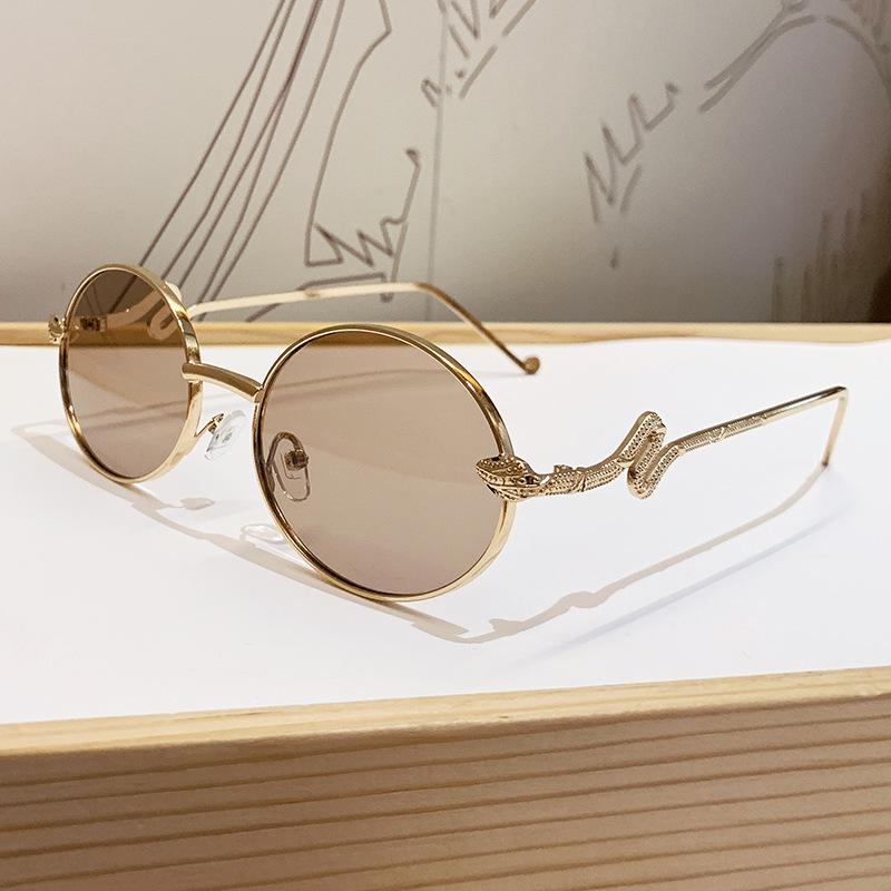 New Luxury Ins Star-Style Oval Sunglasses For Women Fashionable Snake-Shaped Leg Sunglasses High-End Retro Literary Sunglasses