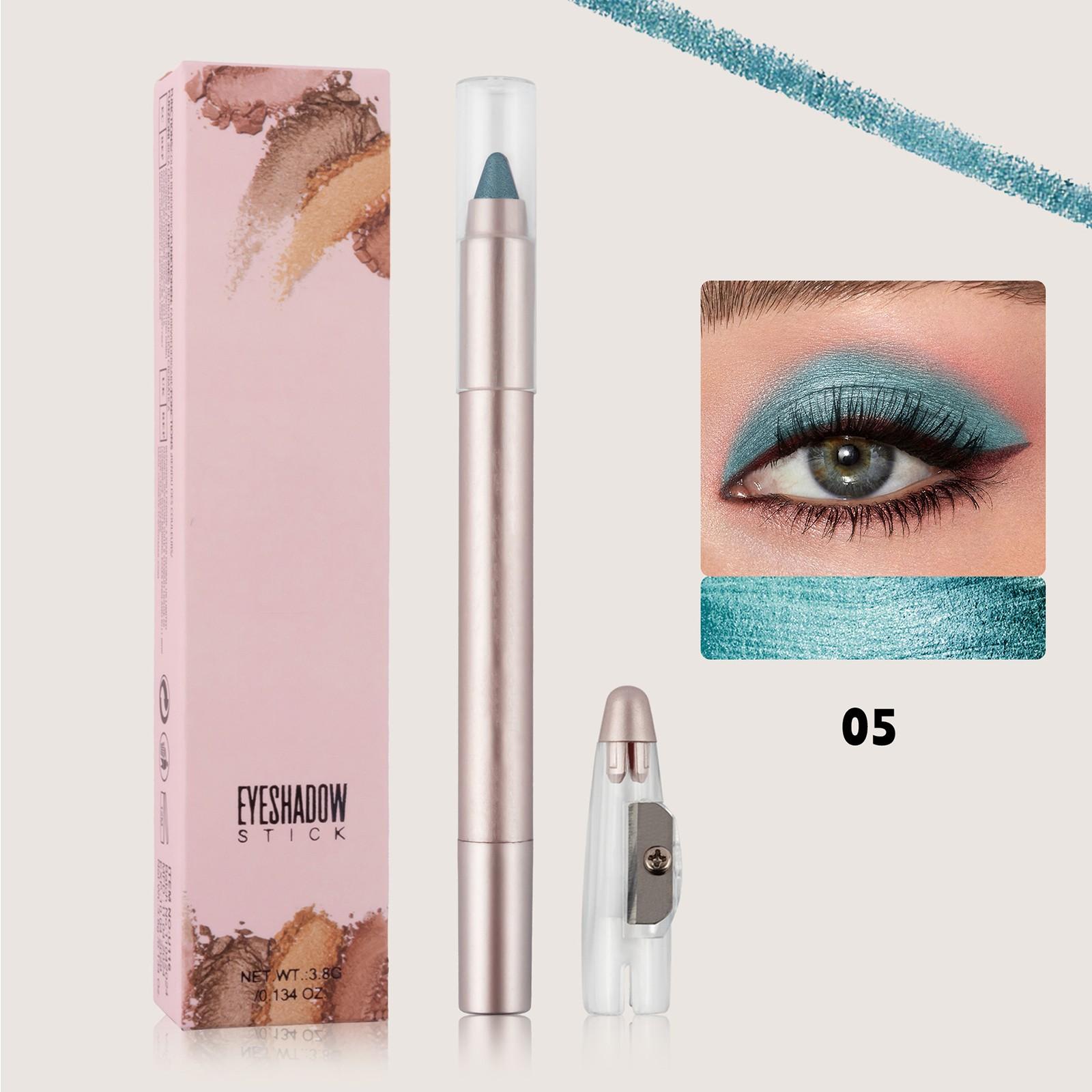 

Перламутровые тени для век, цветные блестящие тени для век в форме палочки, с точилкой для карандашей, стойкие водостойкие и не размазывающиеся перламутровые тени для век One Size синий