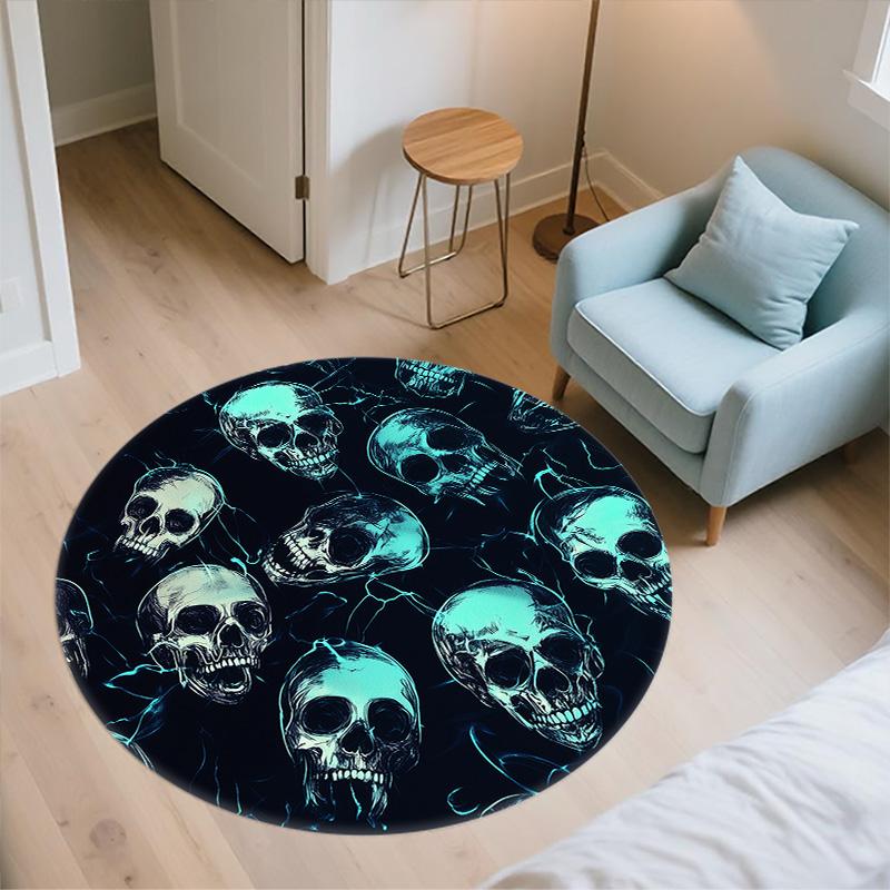 Pile of Skulls,Round Area Rug,Carpet Rug for Living Room Bedroom Sofa Playroom Decor,Non-slip Floor Mat