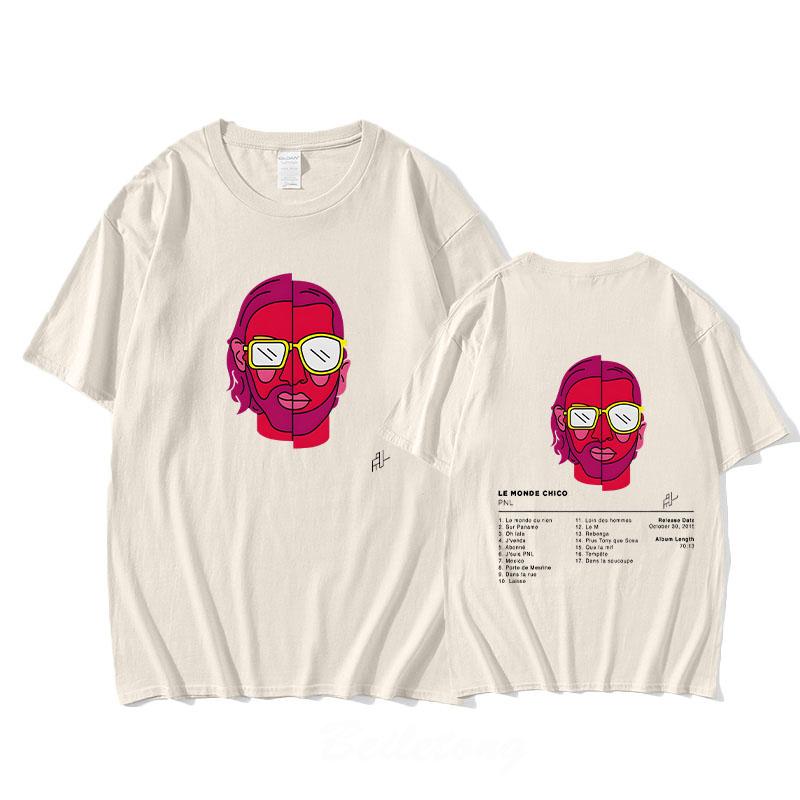 Rapper PNL T-shirt Le Monde Chico Album Popular Casual Tee-shirt Cotton High Quality Tshirt Camisetas Singer 2025 New Tees Tops