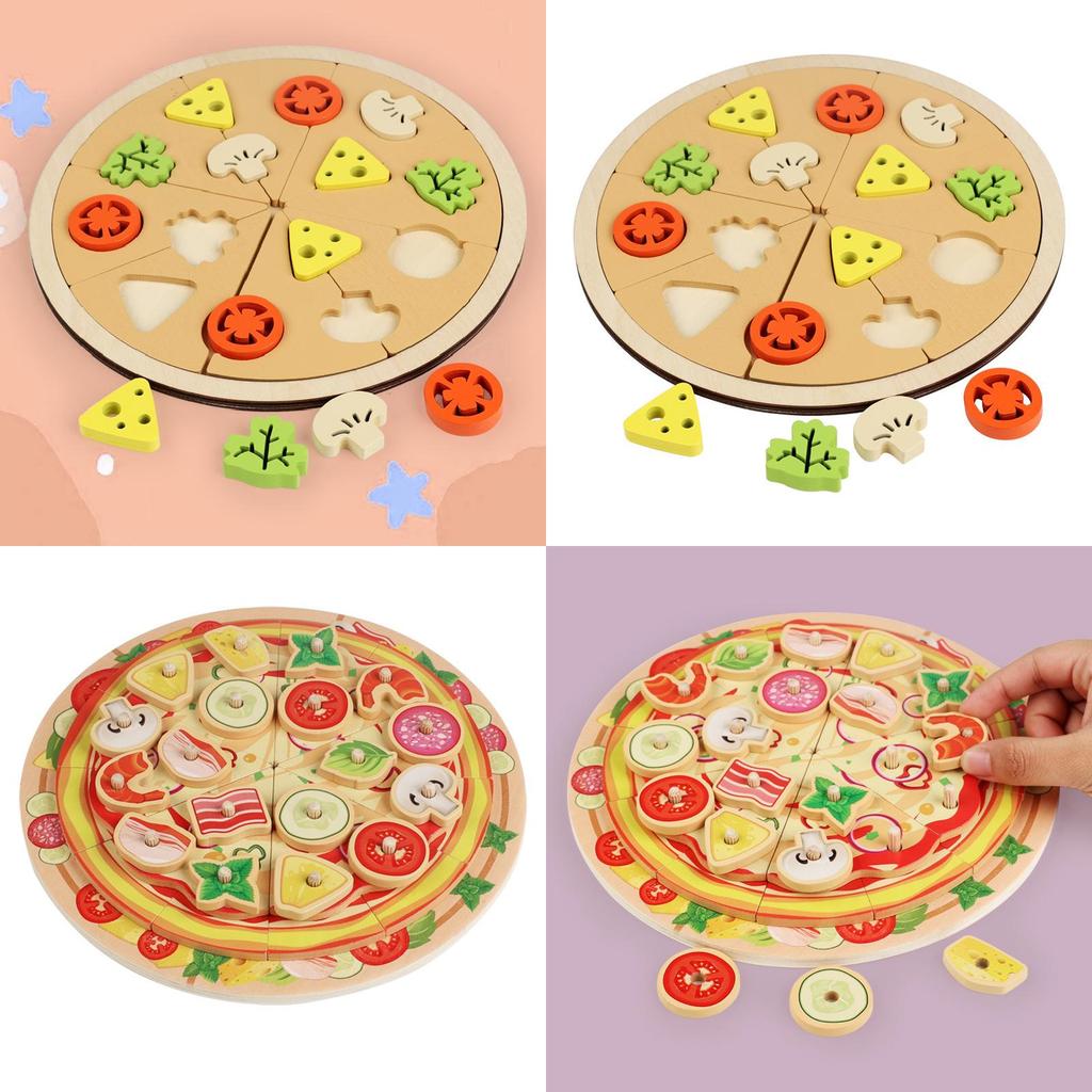 Wooden Simulation Single And Multi Layer Vegetable And Fruit Pizza Children Toy For Imaginative Play And Parentchild Interaction