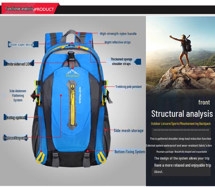 Bai Shi Qi 40L Vízálló Sport Hátizsák Túrázáshoz, Utazáshoz és Kalandhoz