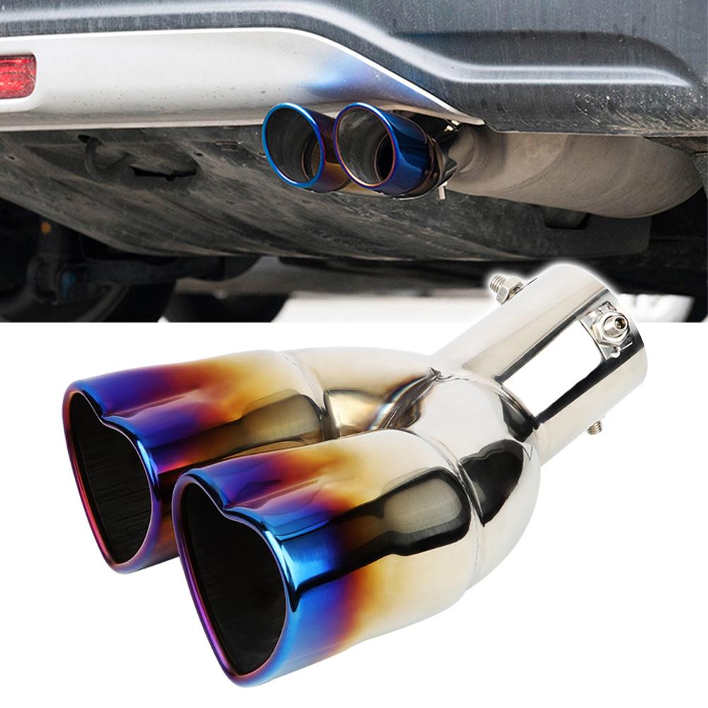 Universal Car Accessories Heart Shape Style Stainless Steel Exhaust Tips Muffler Tail Double-Pipe Tube Tips Car Accessories