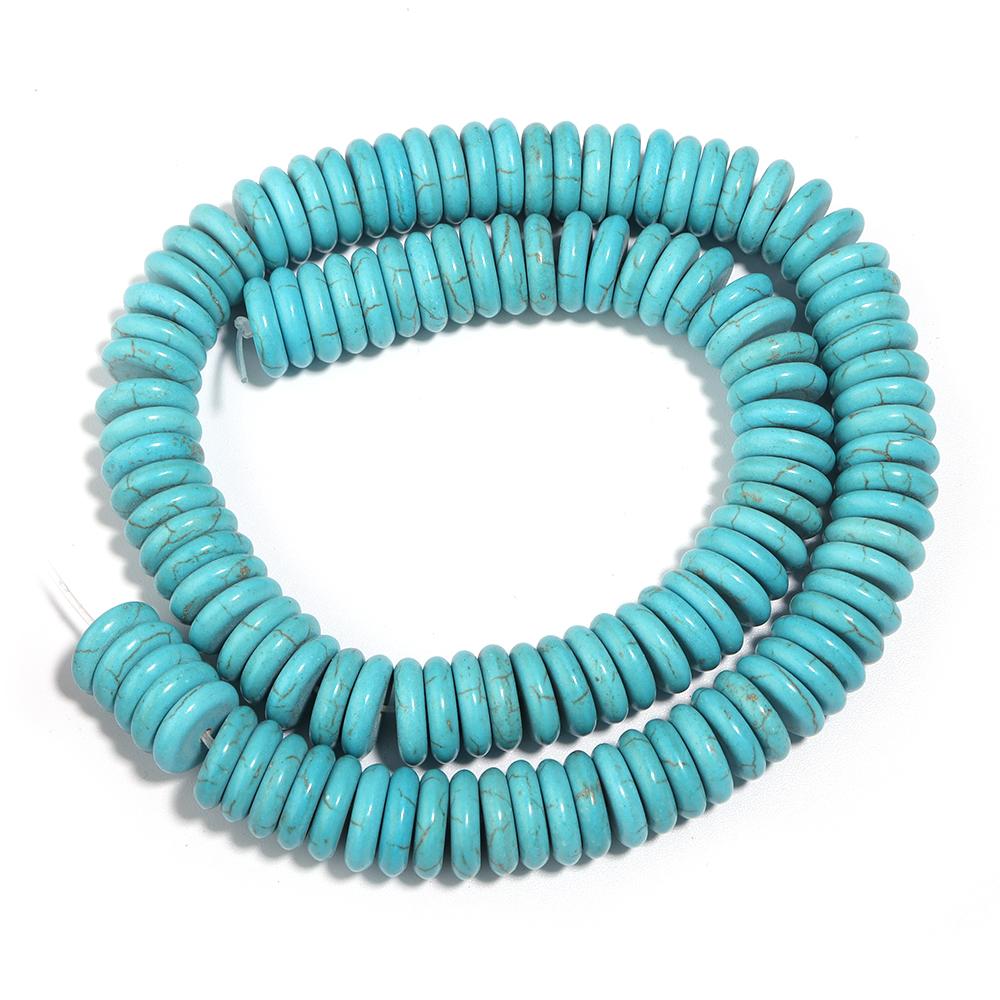 1 Strand Natural Stone Spacer Beads Flat Round Turquoise Bead Loose Beads for Jewelry Making DIY Bracelet Necklaces Accessories