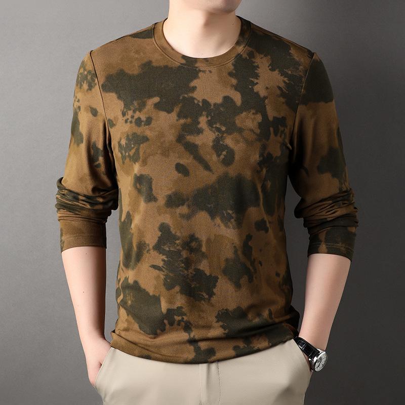 Spring and Autumn T-shirt Men's Long Sleeve New Youth Fashion Printed Round Neck Men's T-shirt Casual Bottoming Shirt