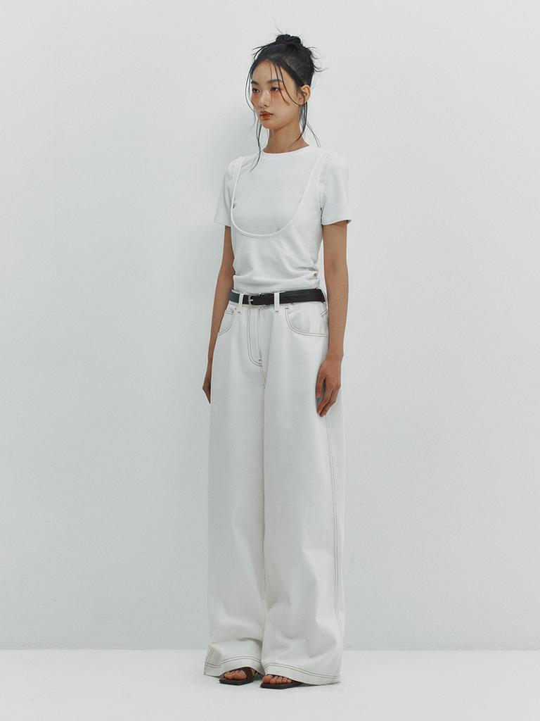 MEENDERI Cut Out Layered Top - White