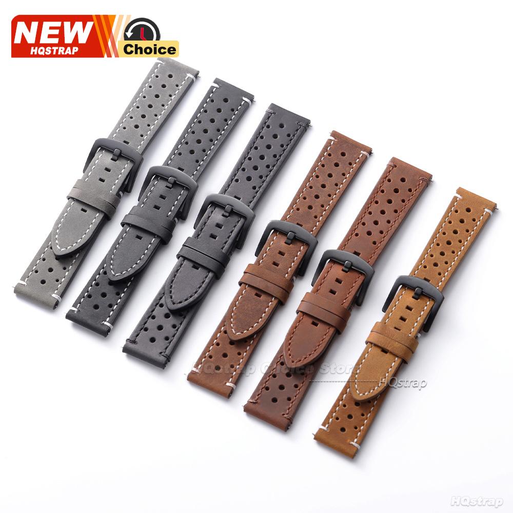 18/19/21/24mm 20/22mm Perforated Breathable Watch Strap for Seiko Bracelet for Rolex Band Smartwatch Leather Men Women Wristband