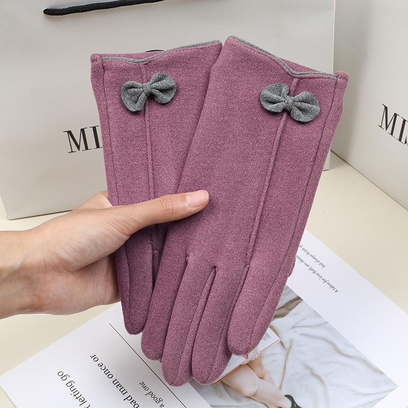 New Rabbit Velvet Touch Screen Gloves Ladies Electric Car Velvet Warm Touch Screen Outdoor Sports Cycling In Spring and Autumn and Winter.