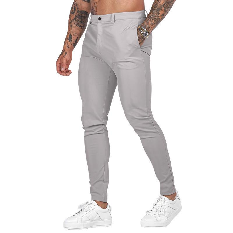 

New Slim-fitting Trousers Straight Sweatpants Casual Pants Solid Color Versatile XL светло-серый