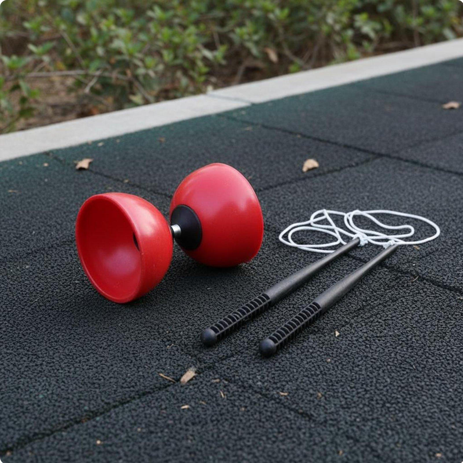 DoubleHeaded Diabolo DropResistant with Handsticks Fitness and Leisure Chinese Juggle Wheel Red L