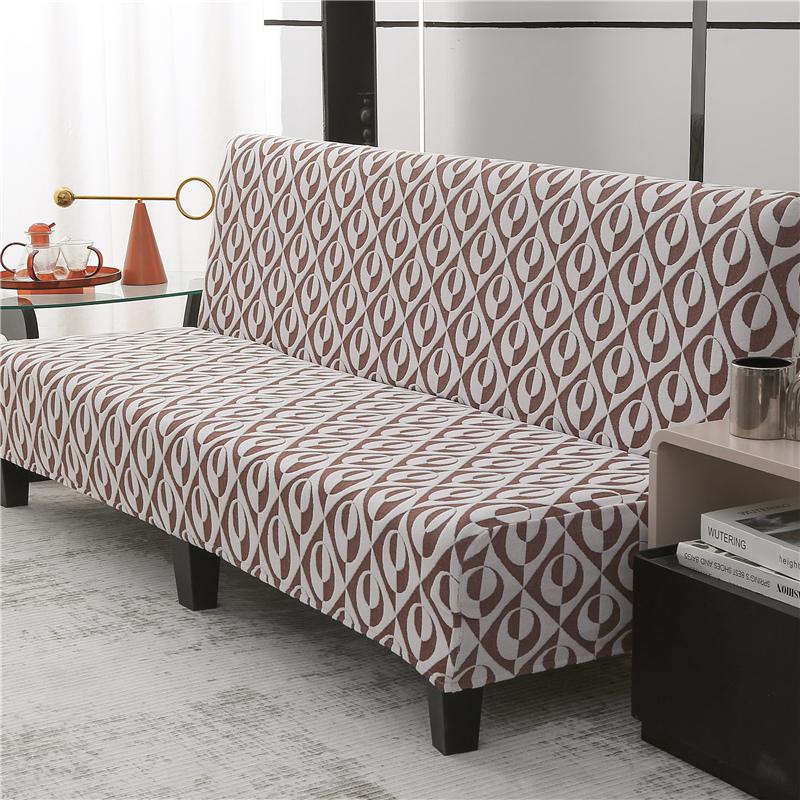 Strukturierte Gewebte Jacquard Futon Dehnbarer Bezug Armloser Schlafsofa Dehnbarer Bezug Möbelschutz Dehnbarer Sofa Dehnbarer Bezug Gemütlich Mit Flexibel S 120-145cm