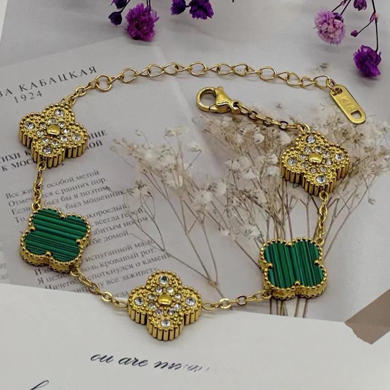 New Shiny Four-leaf Clover Bracelet Five-flower Fashion Sense Hand Jewelry Simple Jewelry