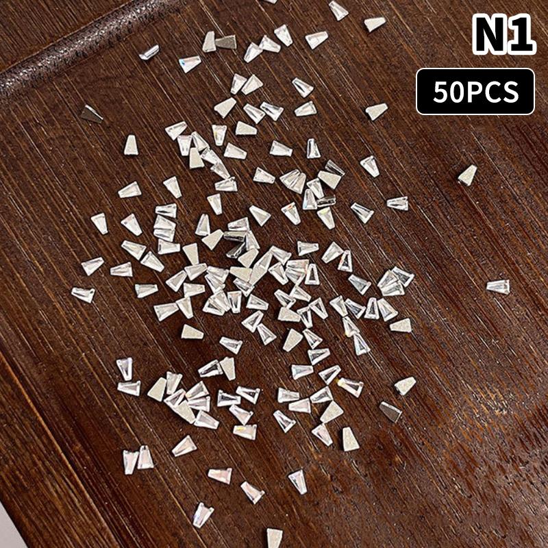 50Pcs 3D Mini Flat Back Oval/Rhombus Multiple Style Nail Art  Clear Sparkling Diamond Nail Charms Nail Art Gemstones