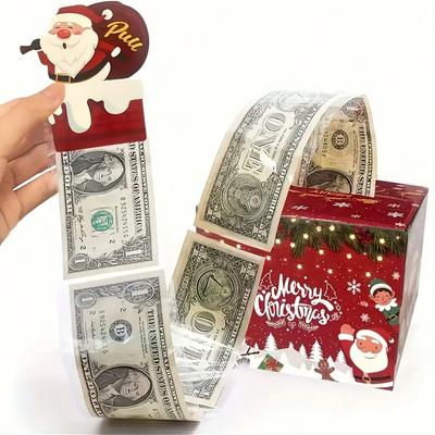 1 Packung Weihnachten Geld-Auszieh-Geschenkbox - Überraschungs-Bargeldhalter für Freunde & Familie, Festliches Party-Accessoire, Papier-Material