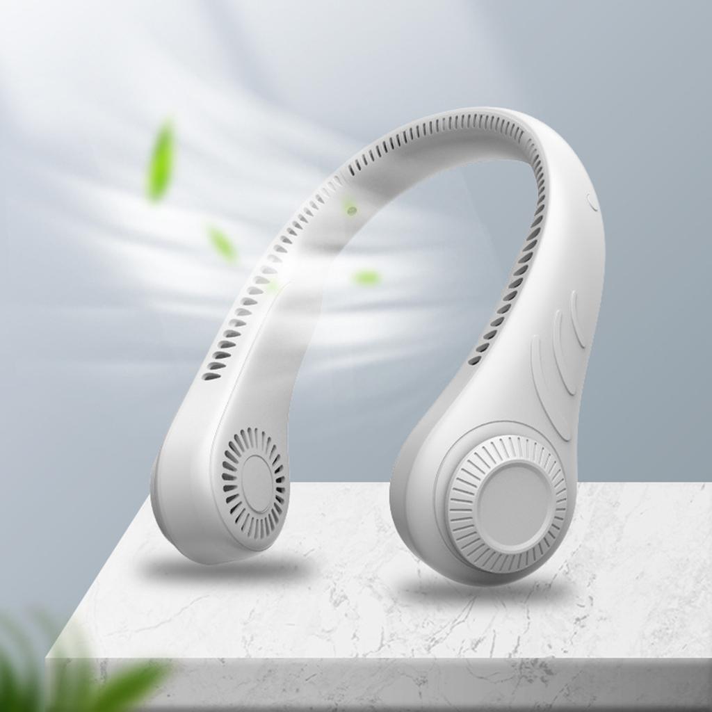White 4000mAh Wearable USB Rechargeable Neck Fan Bladeless