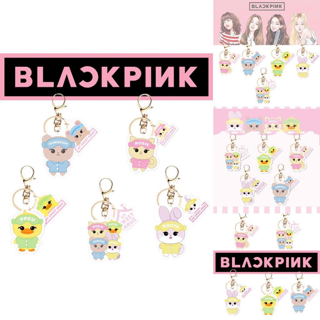 Blackpink Cartoon Character Acrylic Keychain Keyring Backpack Decoration 5cm Height