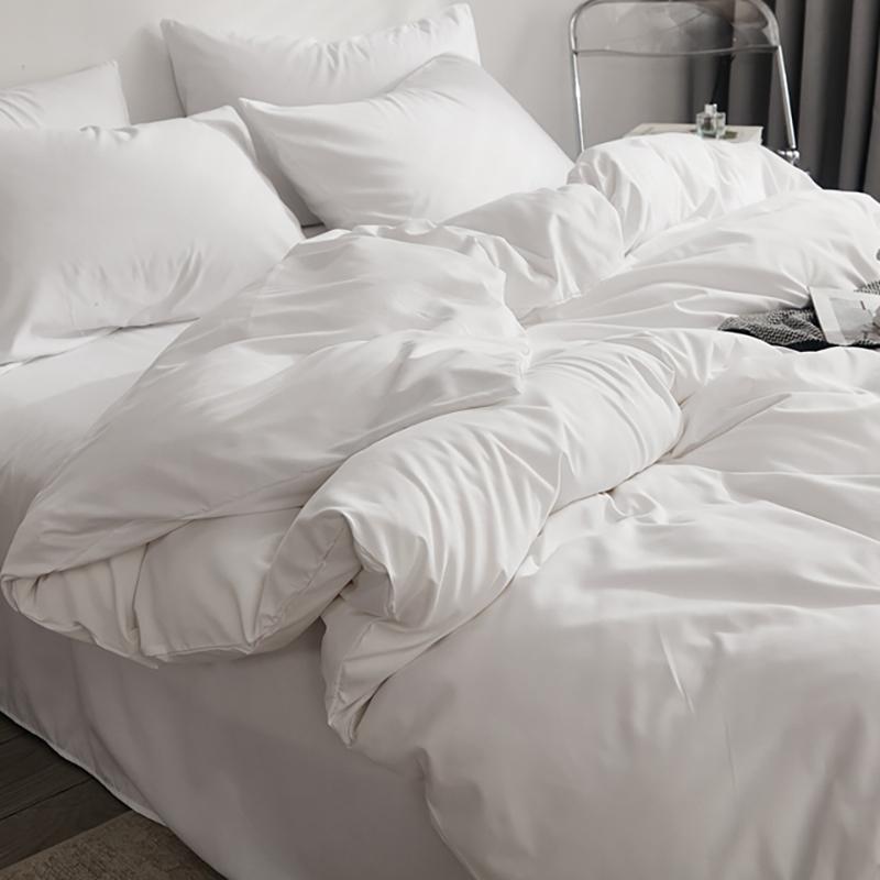 Premium Solid Color Double Panel Bed Sheet Set, 4-piece Luxury Bedding Set, Breathable Bed Sheet Set for Family Hotel Bedroom