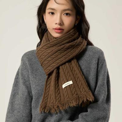 Delicate Twist Solid Color Wool Scarf Female Soft Couple Scarf
