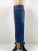 High Waist Washed Denim Slit Skirt - Slim Fit, Mid-length Retro Style for Women