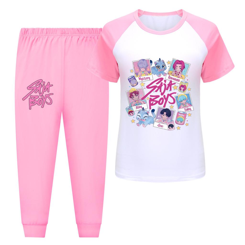 

4980 Kids Girls Rumi Zoey Mira Hunters Print T-shirt Pants Trouser Clothes Set 170cm рожевий