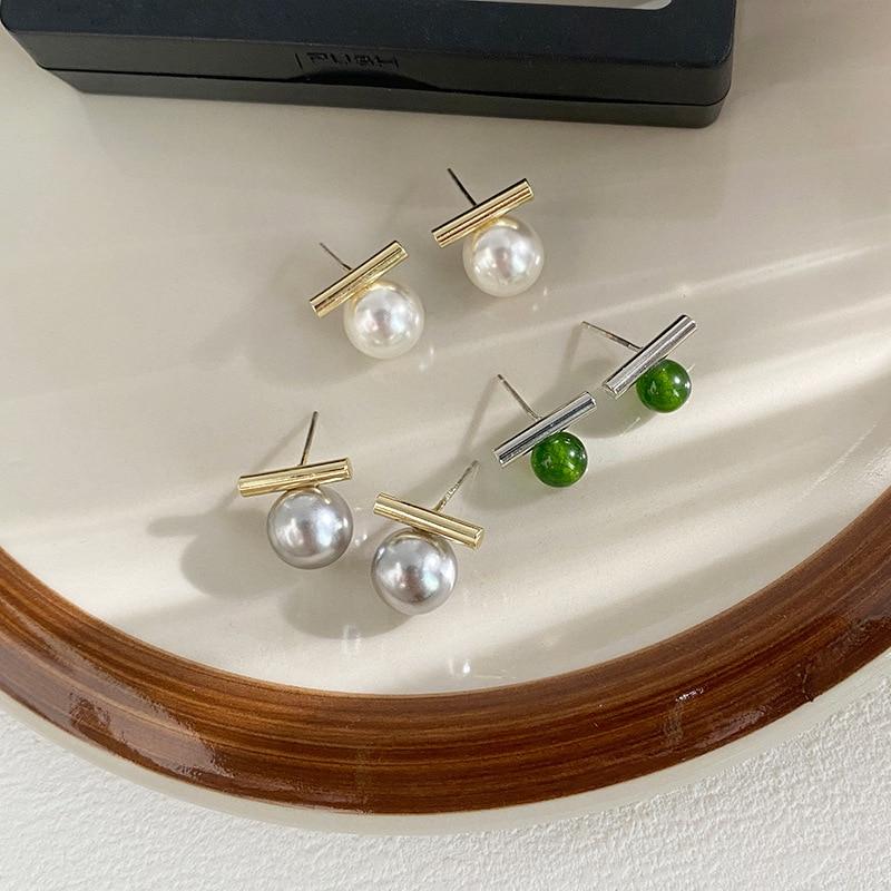 Pinkdudu Fashion Imitation Pearl Stud Earrings Romantic Temperament Light Luxury Geometric Earring for Women Jewelry PD1480