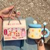 Chubby Mug with Lid Spoon Ceramic Mug Large Capacity Water Cup Couple Home Coffee Breakfast Cup Souvenir