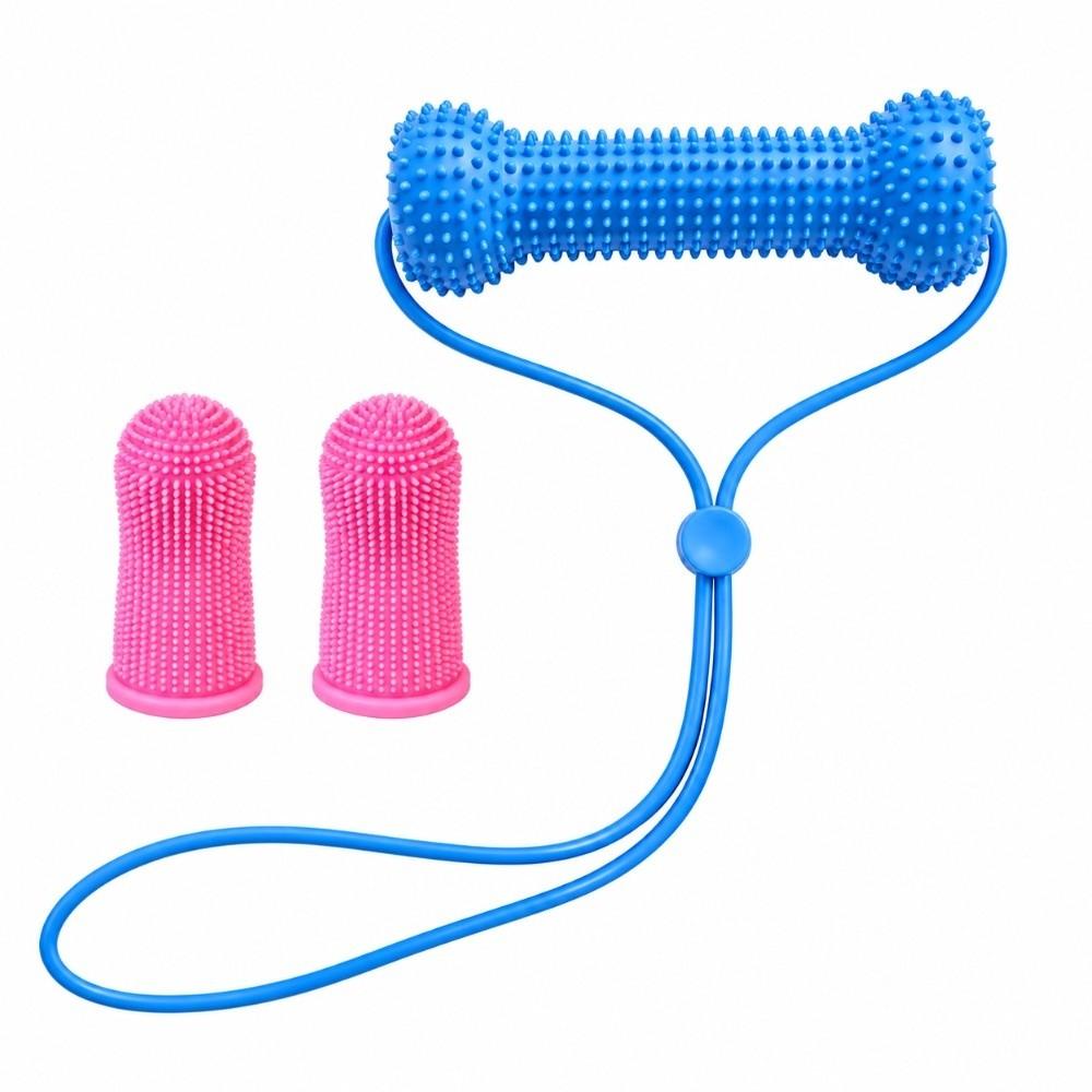 PVC Dual-Action Canine Dental Prop With Silicone Toothbrush Dog Toothbrushing Toy Pet Oral Care