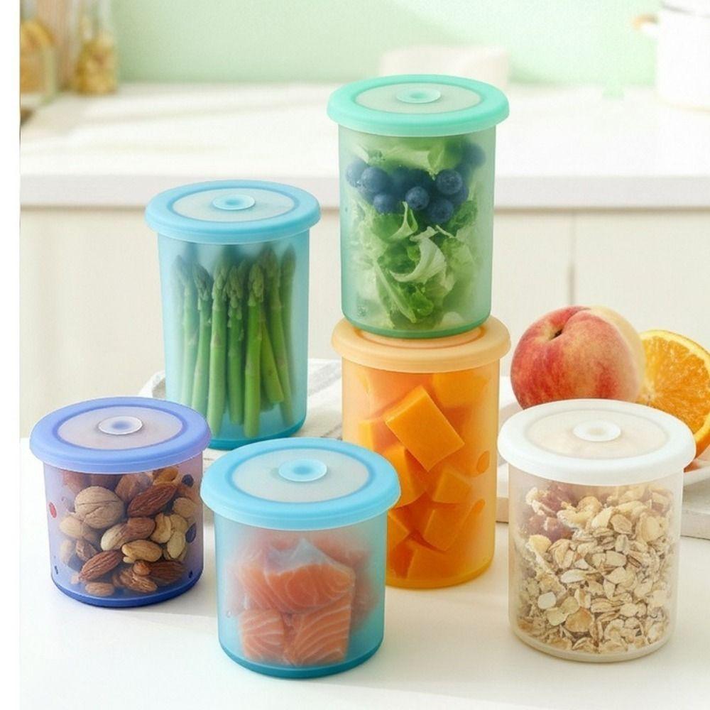 Silicone Transparent Sealed Box Microwave-heated Round Refrigerator Storage Box Stackable Leak-proof Food Storage Container