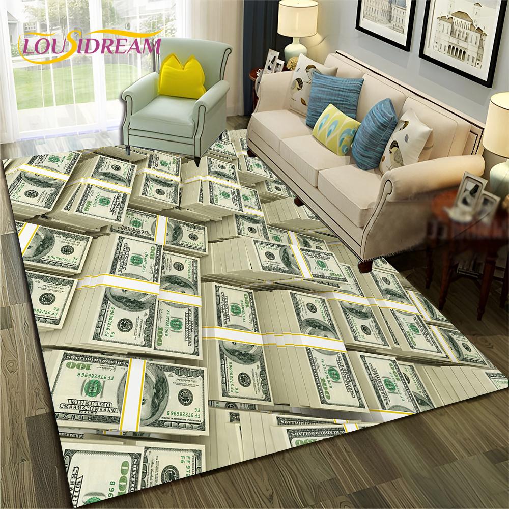 3D Dollar Euro Money  Rich Pattern Carpet Rug for Home Living Room Bedroom Sofa Doormat Decor,Child Area Rug Non-slip Floor Mat