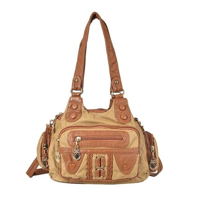 Fashion High Quality Washed PU Leather Handbag Ladies Daily Bag Gift Handbag Large Capacity Shoulder Bags Purse 2020 New Ladies MIT