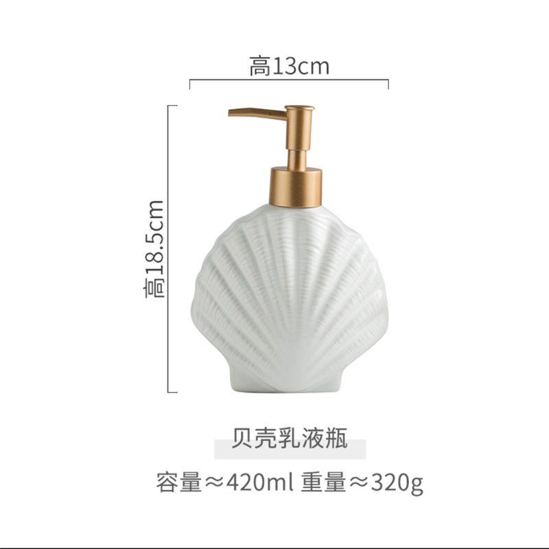 

Shell Shaped Ceramic Press Separated Bottle Liquid Soap Dispenser Hand Sanitizer Lotion Bathroom Accessories Shampoo Shower Box 180ml светло-серый