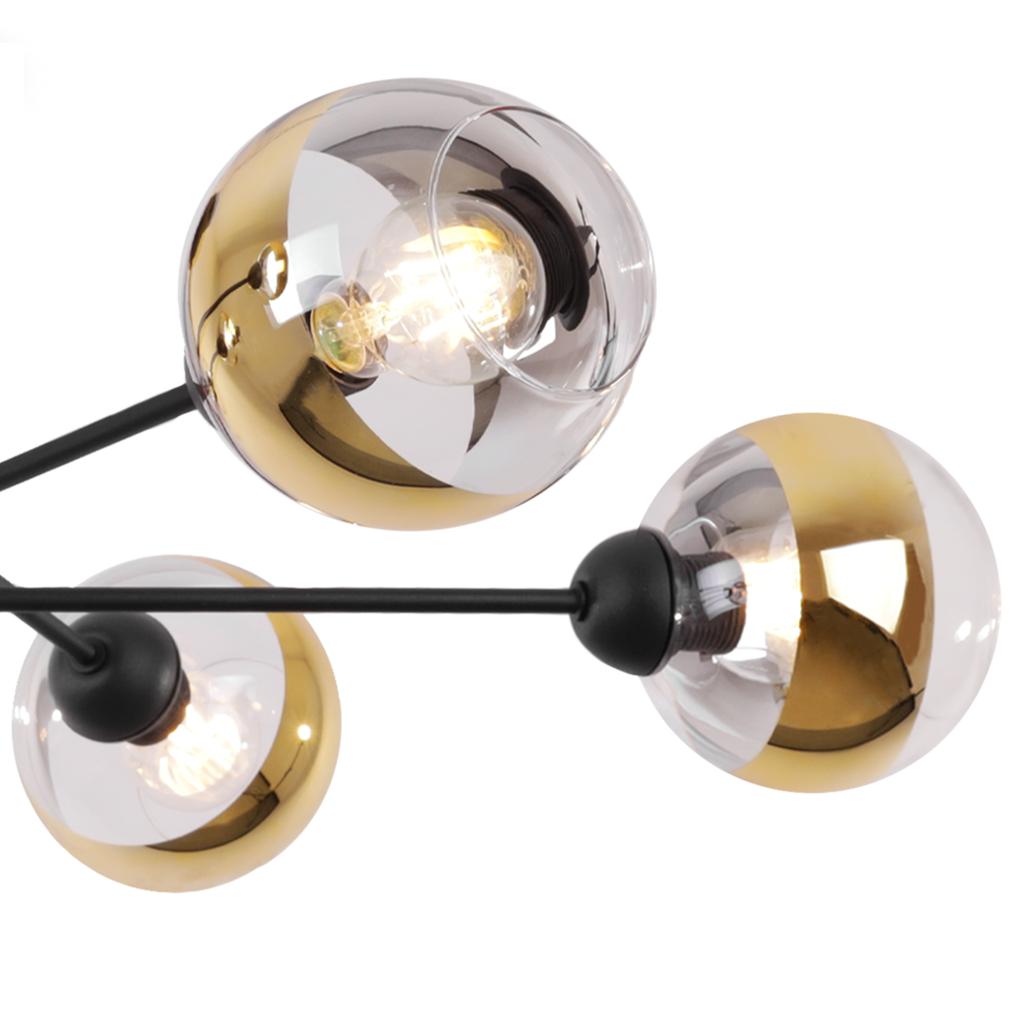 Asturia Black Ceiling Lamp 6-Flat Golden Lamp E27