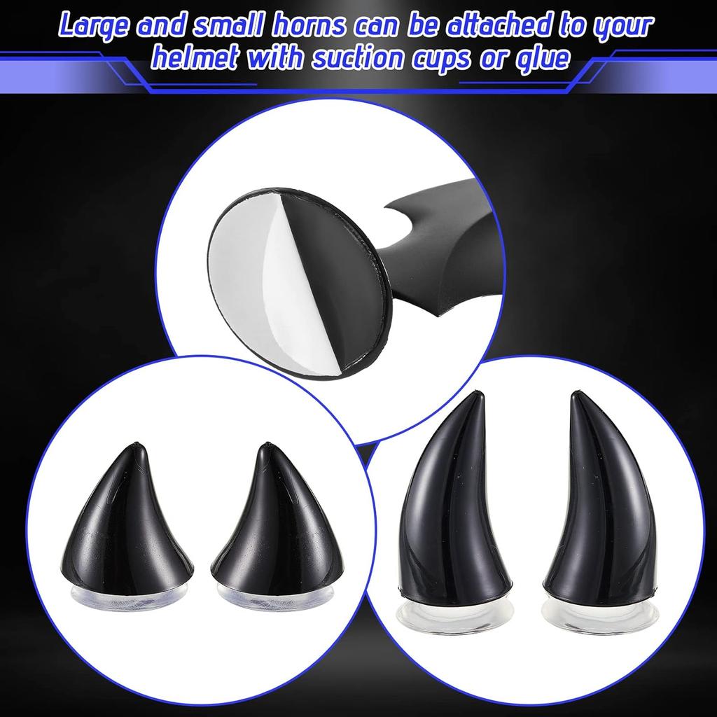 Lewtemi 4 Pairs Helmet Devil Horns Motorcycle Helmet Accessories Cat Ears Devil Wings Horns with Adhesive Suction Cup Ski Bike Accessories for Women