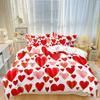 Aesthetic Heart-shaped Pattern, Duvet Cover White Red Zipper Ultra-fine Fiber Down Duvet Cover Setsuitable for Girls and Women