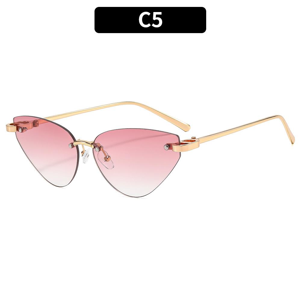 Fashion Rimless Triangle Sunglasses Women Trendy Personality Stylish Sun Glasses