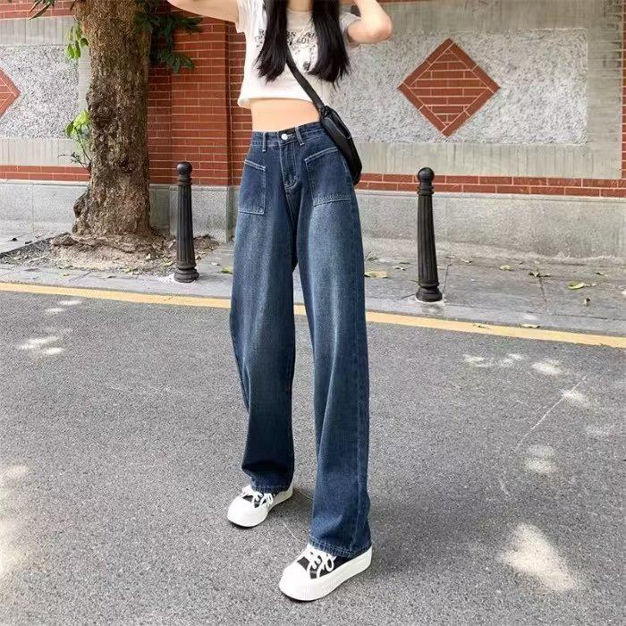 2024 Women s Retro Patchwork Pocket Jeans: Spring/Autumn Design L
