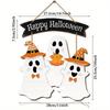 Halloween Wooden Door Sign Door Hanger Ghost Sign Hangable Decoration For Indoor Outdoor Wall Entrance Porch Living Room