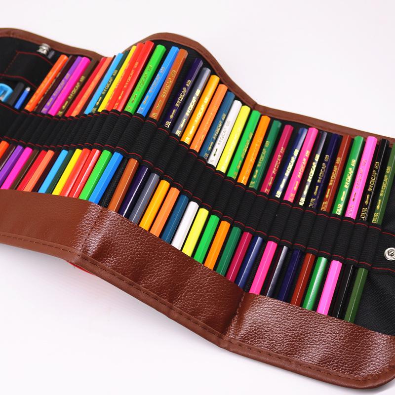 Canvas Roll-Up Pencil Case: 36/48/72 Slots, Large Capacity for Boys and Girls - Perfect for Colored and Sketch Pencils.